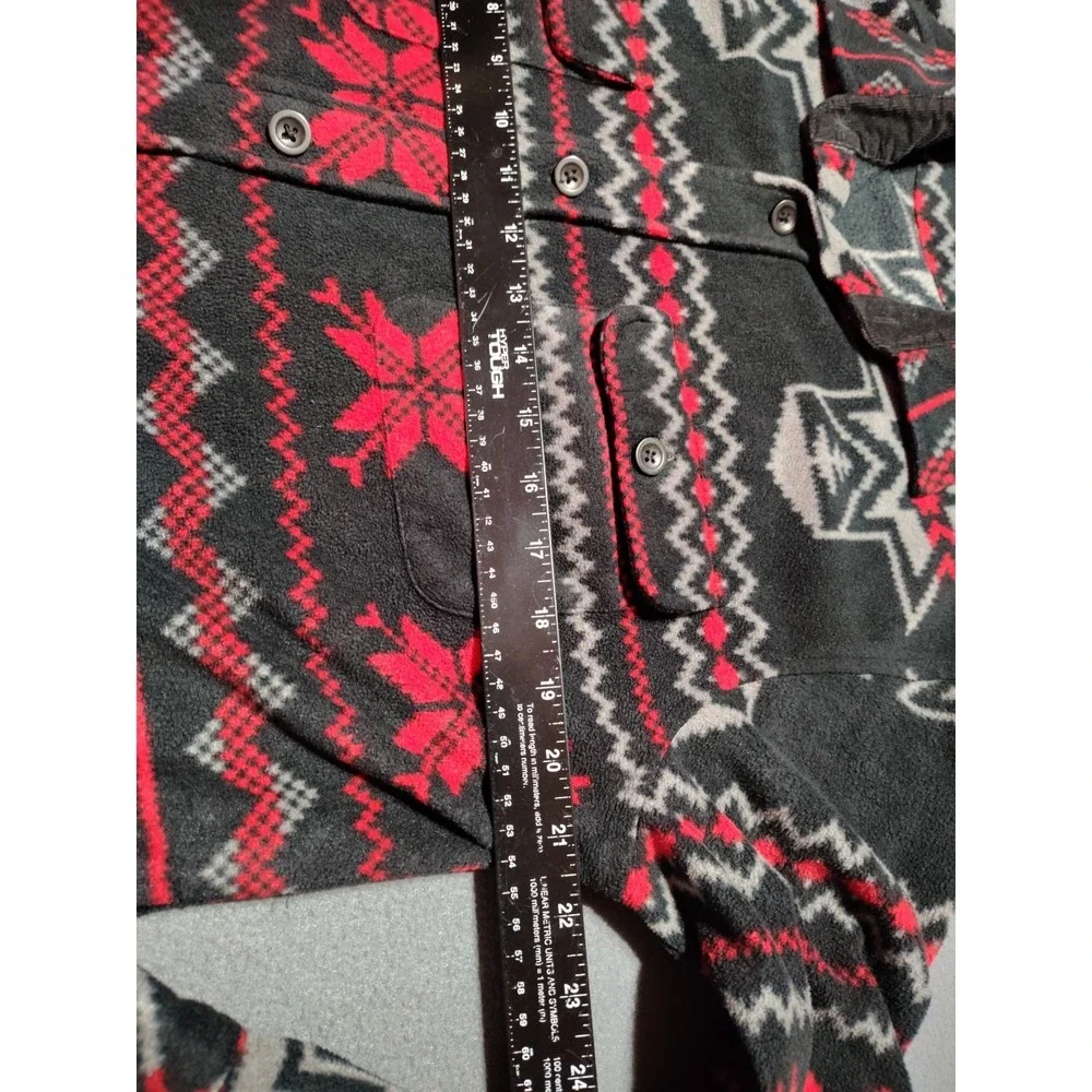 Chaps Shacket‎ Mens M Black/Red/Gray Aztec Flannel Southwestern Outdoor Fireside